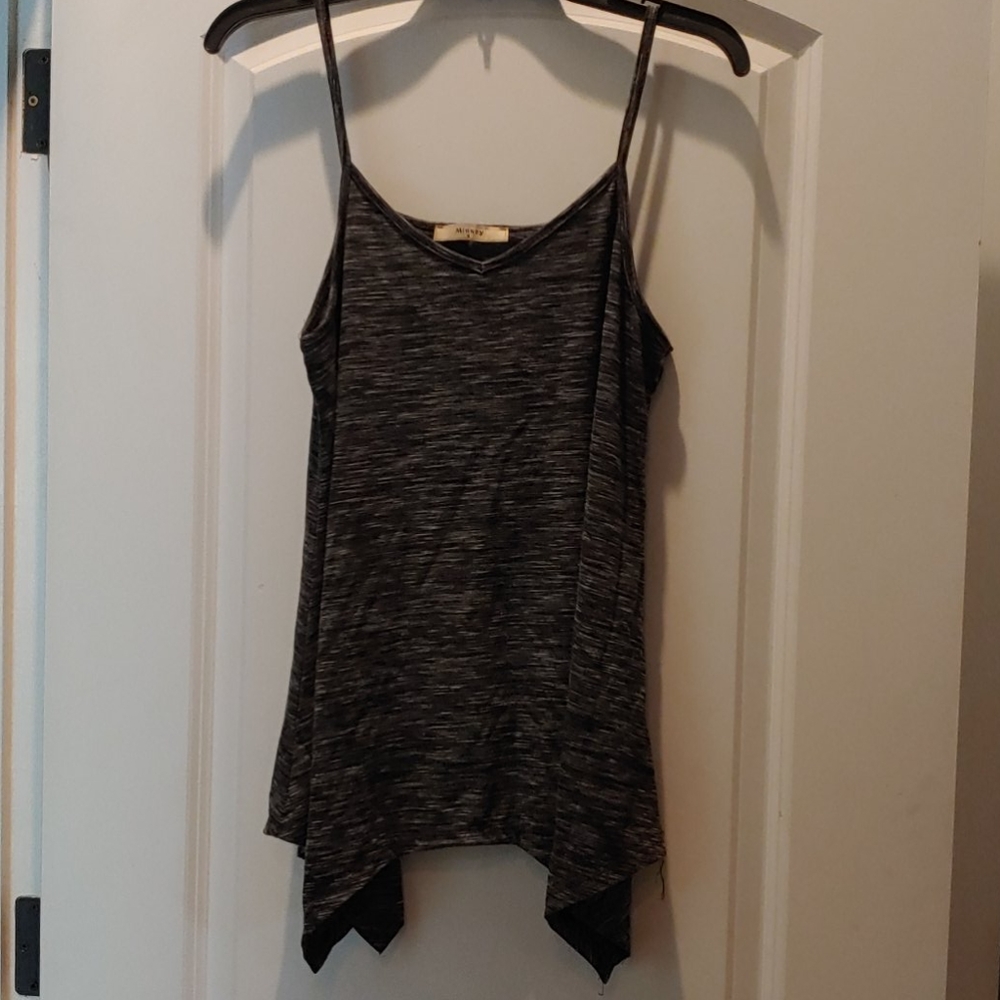 Miusey tank top, gray, black, and white, Small